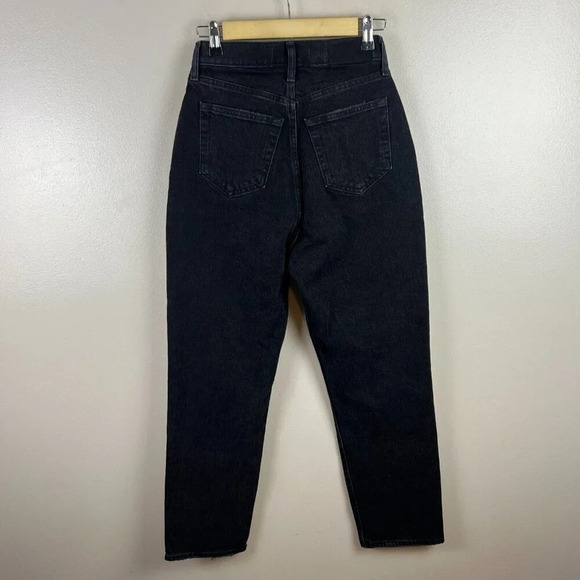 Abercrombie & Fitch Dad High Rise Jeans Size 0/25 Short Black Criss Cross Waist - Picture 3 of 10